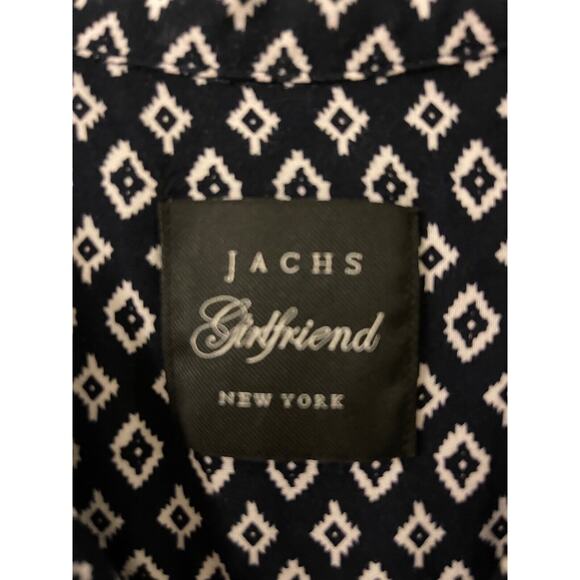 Jachs GirlFriend NY Collared Sleeveles 100% Rayon Black&Cream Geometric A+ - Picture 3 of 5